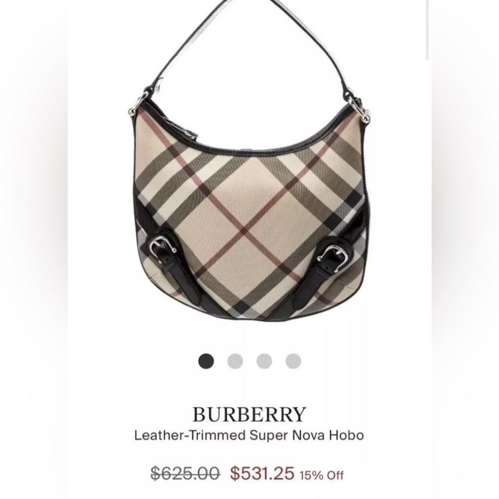 BURBERRY Large Larkin Hobo Handbag Tan SuperNova Check Black Patent - Picture 9 of 9